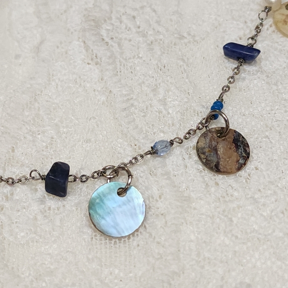 Lia Sophia Blue and Silver Toned Dainty Necklace - Picture 2 of 12